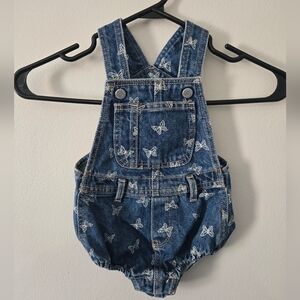 Blue Kids Overalls with Butterfly Design